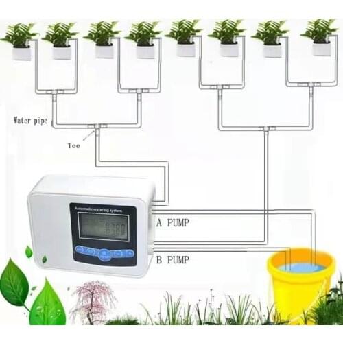 Dual-pump Smart Drip System Timer Garden Automatic Solar Energy Charging Watering system for Potted Plant Flowers