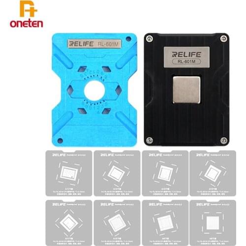 RELIFE 7 in 1 Universal CPU Reballing Stencil Platform RL-601M For iPhone 6-12 ProMax IC Chip Planting Tin Template Fixture