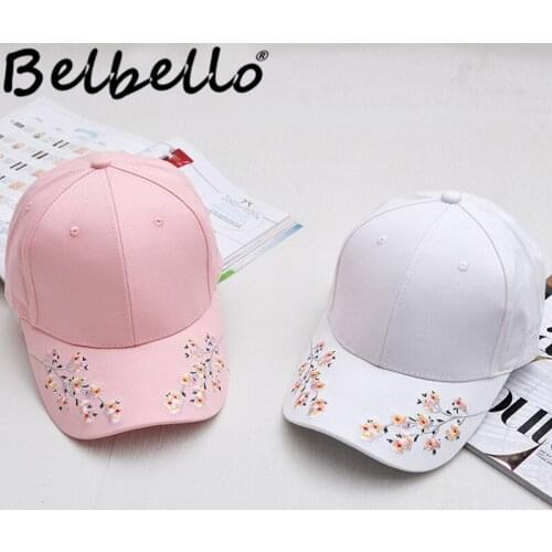 Belbello New style Retro Plum blossom Embroidered duck tongue cap Flower baseball cap Leisure ladies Hat