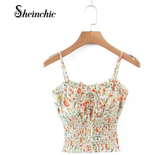 Boho Floral Printed Summer Vest Bohemian Draped Tops Women 2021 Summer Elegant Backless Short Tank