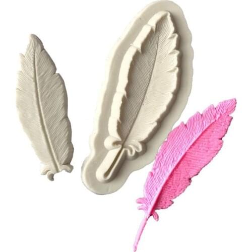 1PC Feather Shaped Sugar Craft Silicone Mold Fondant Cake Decorating Tools Chocolate Gumpaste Mold