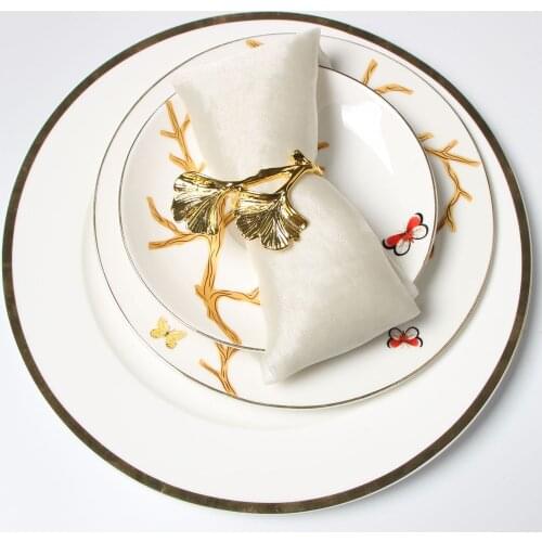 10pcs Golden gingko leaf napkin buckle wedding hotel decoration napkin ring