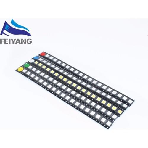 100PCS/LOT 5050 SMD White Red Blue Green Yellow 20pcs each Super Bright 5050 SMD LED Diodes Package Kit