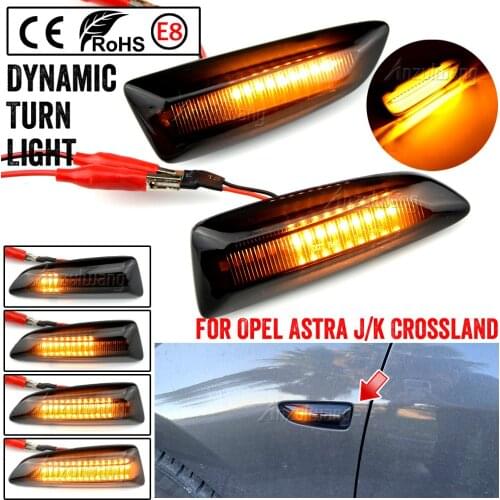 2PCS Dynamic Turn Signal Side Marker Light For Opel Astra J Astra K Zafira C Insignia B Grandland X Sequential Blinker Light