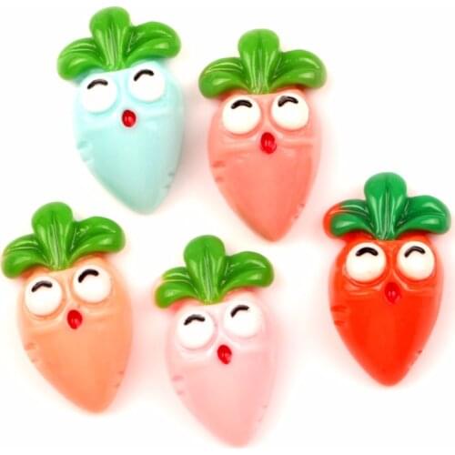 20Pcs Resin Mixed Radish Decoration Crafts Kawaii Cute Flatback Cabochon Embellishments For Scrapbooking DIY Accessories