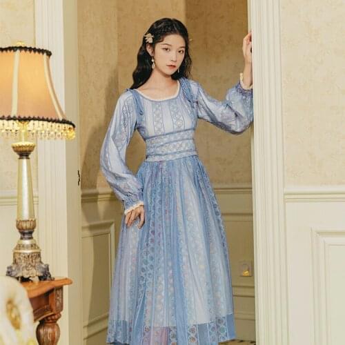 2020 new fashion womens clothing O-Neck Full Vintage dresses