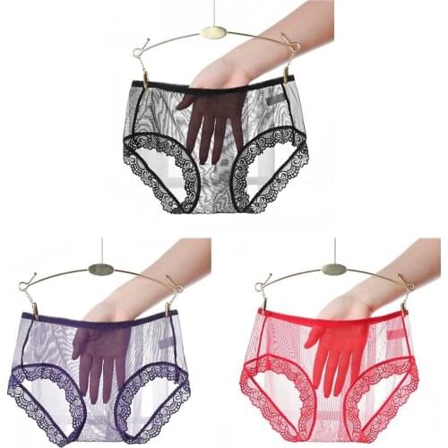 3Pcs/lot Underwear Women Panties Plus Size 4XL Soft Lace Mesh Fully Transparent Thin Lace Sexy Panties Lingerie