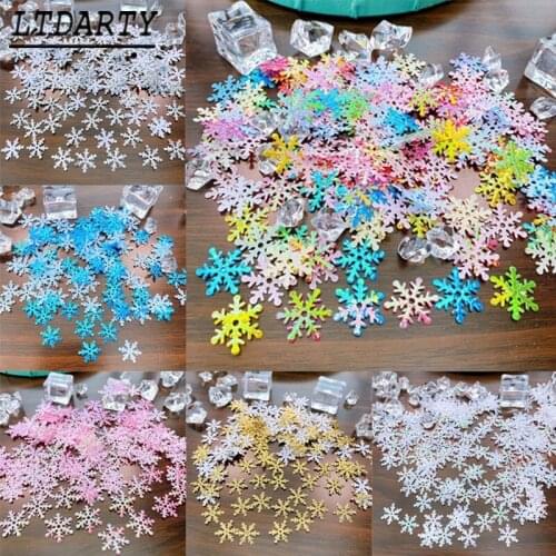 300/600pcs 2cm Christmas Snowflake Confetti Artificial Snow Christmas Tree Ornaments Wedding Home Decoration Ornaments