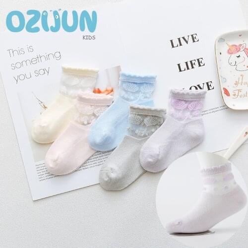 5 Pairs A Lot New Summer Baby Girls Floral Ultra-thin Crystal Sheer Socks Children Socks For Summer
