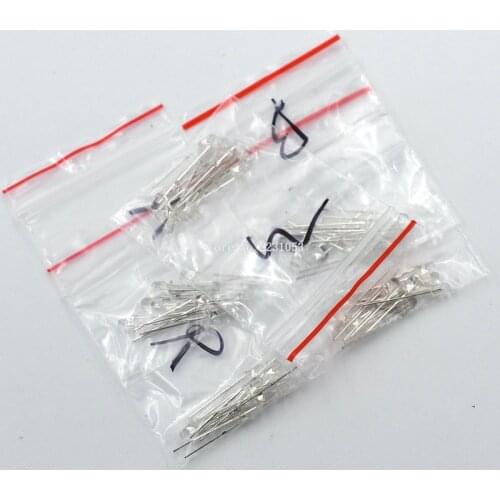 50PCS/LOT 5 Color 3MM Water Clear Round LED Assortment Kit Ultra Bright White/Yellow/Blue/Green/Red Light Emitting Diode F3 LED