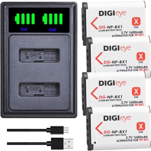 4pcs NP-BX1 NPBX1 NP BX1 Battery For Sony FDR-X3000R RX100 RX100 M7 M6 AS300 HX400 HX60 WX350 AS300V HDR-AS300R FDR-X3000