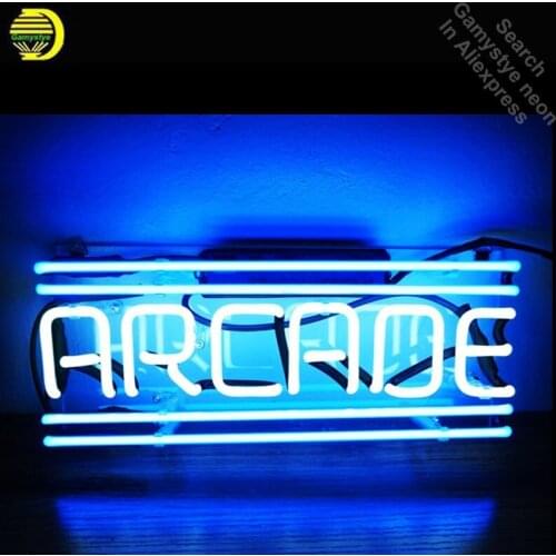ARCADE Neon Sign Acrylic Panel Handmade neon bulb Sign real Glass Tube neon light Recreation Game Room Iconic Sign clear board