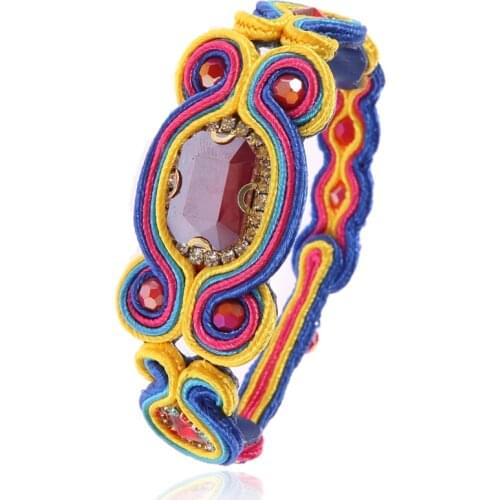 Handmade soutache colour bracelets New ethnic boho style Leather crystal weaving bracelet Fashion Jewelry women Gift Bileklik