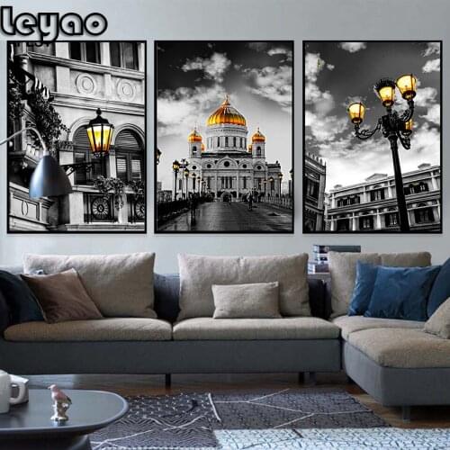 Black and White Russia St. Petersburg Cathedral diamond Painting embroidery Church diamond mosaic Wall Art Decor for Living Room