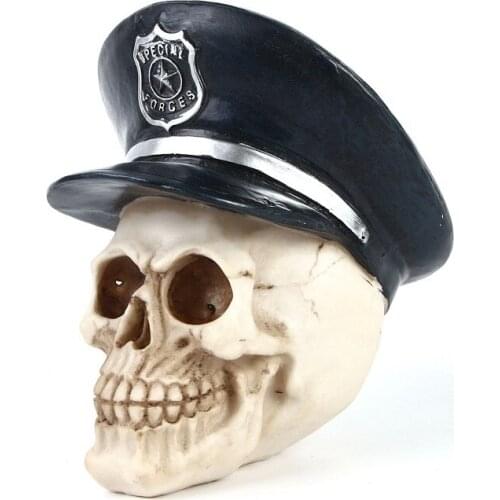 Ornament Model Human Skull Resin Skeleton Storage Hook Wall Mount Desk Ornament Statue For Home Party Halloween Decor Accessory