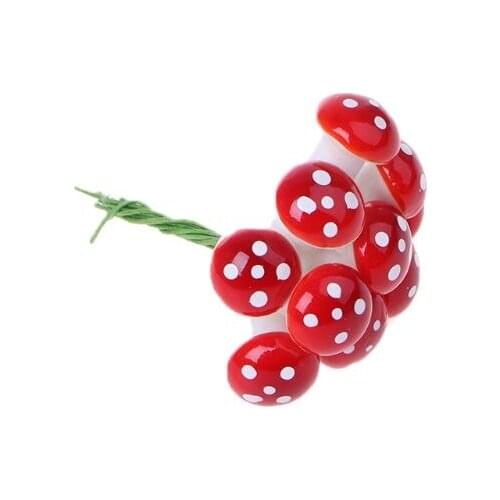 DIY 10Pcs Mini Red Mushroom Garden Ornament Miniature Plant Pots Fairy Dollhouse