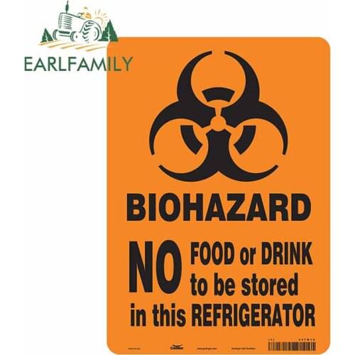 EARLFAMILY 13cm x 9.3cm for Biohazard No Food or Drink Camper Truck Decal 3D Funny Car Stickers DIY Suitable for VAN RV SUV