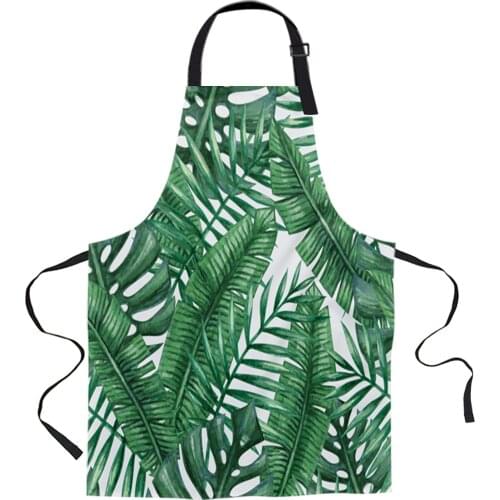 Tropical Jungle Palm Leaf Green Plant Aprons for Women Men Kid Cooking Baking Apron Kitchen Utility Equipment Accessories