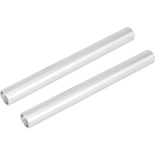 Haoge VA-PR15W 15cm (5.9 Inch) Long Aluminum Alloy Rod 15mm Rods with M12 Thread for Camera Rail Support System Silver
