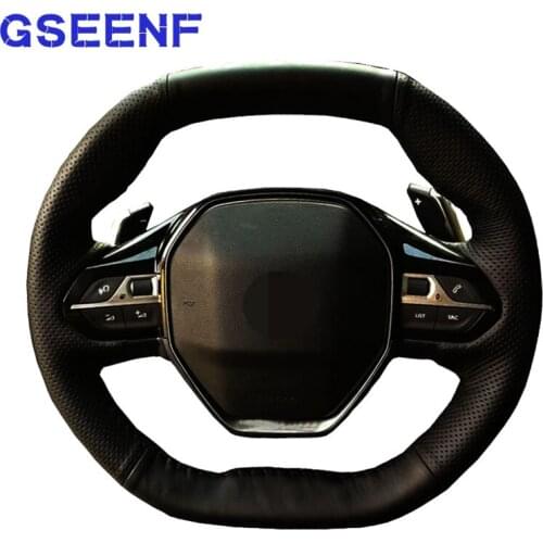 Car Steering Wheel Cover Hand-stitched Black Artificial leather Comfortable For Peugeot 4008 2017 2018 3008 2017 2018