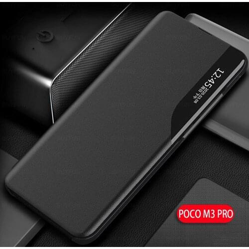 Leather smart view window flip cover case for xiaomi little poco m3pro m3 pro M2103K19PG magnetic holder book coque 6.5
