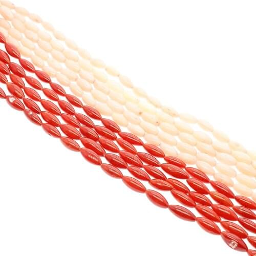 4-6mm Hot Fashion Coral Oval Rugby Shape Loose Beads High Quality Natural Sea Bamboo Necklace Bracelet DIY Jewelry Find Making