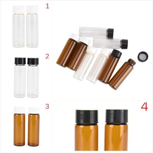 2pcs Mini Brown clear Glass Vials Mini Glass Container Small Amber Essential Oil Bottle With Plastic Lid 15ml Glass Bottle