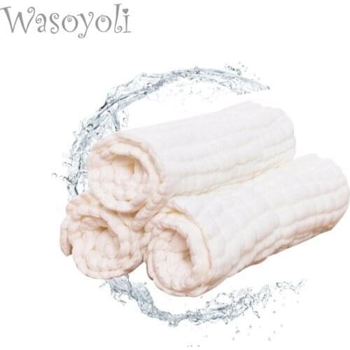 Wasoyoli Baby Swaddles 4 Layers 90*110cm White 100% Seersucker Muslin Cotton Newborn Baby Quilt Blankets Soft Bath Hold Wraps
