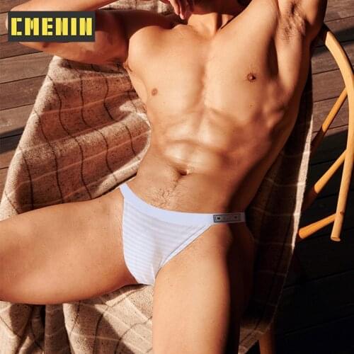 Fashion Cotton Stripe Underpants Gay Men Sexy Mans Underwear Thong Men Jockstrap Low waist Mens thong And G strings Cueca