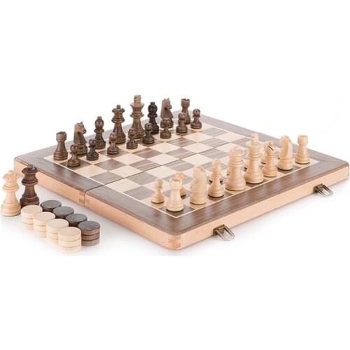 Upgrade 15"x15" Birch Wood Chess Set Luxury Large Backgammon Set With Carrom Board Professional Board Game Checkers