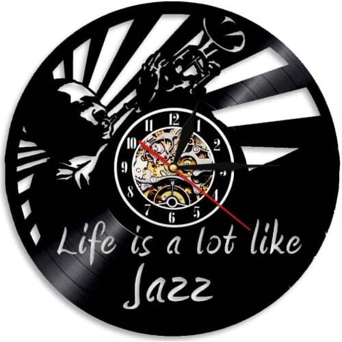 1Piece Jazz Is A Lot Like Life Vinyl Clock Music Notes Vintage Wall Clock Jazz Art Music Laser Cut Clock Gift For Musician