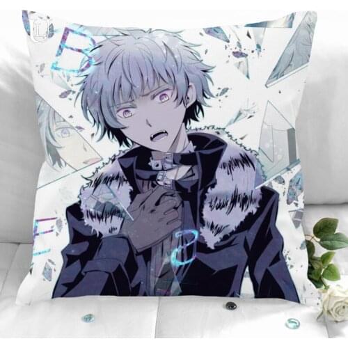 New Custom Bungo Stray Dogs Pillowcases Printed Square Pillowcase Home Decorative Zipper Pillow Cover 35X35cm40X40cm(One Side)