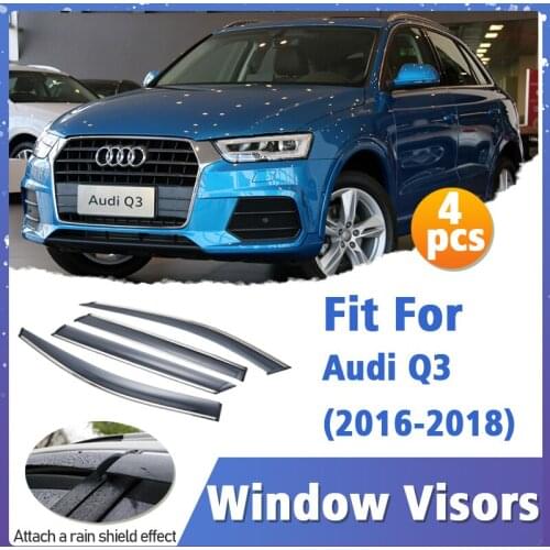 Window Visors Guard for Audi Q3 2016-2018 Visor Vent Cover Trim Awnings Shelters Protection Guard Deflector Rain Rhield 4pcs