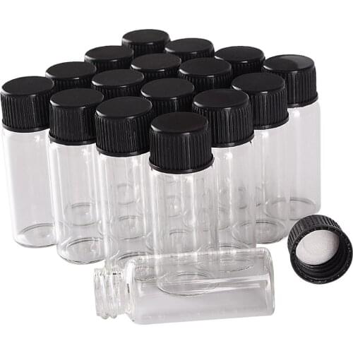 Wholesale 100 pieces 4ml 16*40mm Glass Bottles with Black Plastic Caps Mini Glass Bottles Tiny Jars Vials