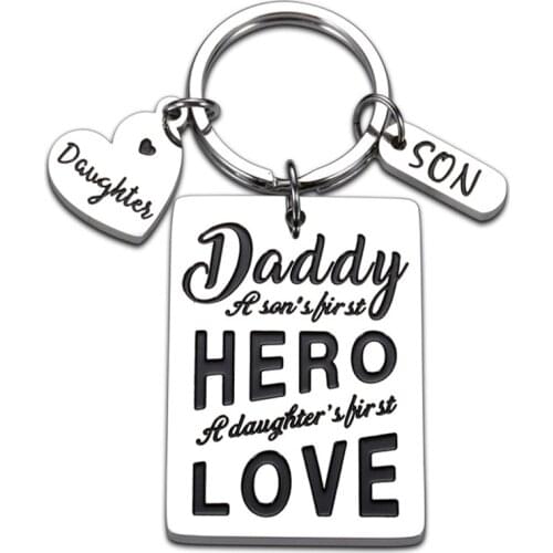 Dad Keychain Gifts from Son Daughter Fathers Day Birthday Gift Stepdad New Dad to Be Husband from Kids Wife Girlfriend Keyring
