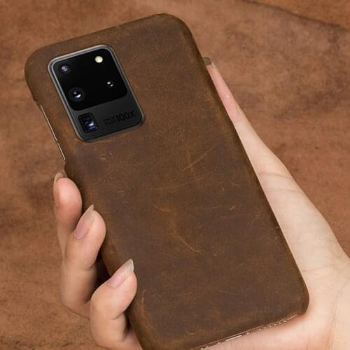 Luxury Genuine PULL-UP Leather Phone Case for Samsung Galaxy S20 Ultra S9 S10 Note 10 Plus S10E A10 A30 A50 A70 A51 Back Cover