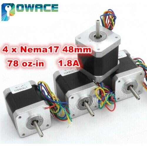 4pcs Nema17 48mm CNC Stepper Motor 78Oz-in Stepping Motor 1.8A 3D Printer for CNC Router 17HS8401