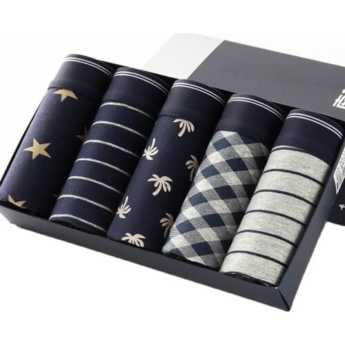 5pcs/lot Sexy Cotton Mens Underpants Brand Print Boxer Shorts Homme Male Comfortable Underwear Mens Boxers Breathable Panties