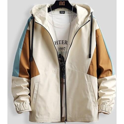 Hip Hop Spring Jackets Men Windbreaker Patchwork Autumn Loose Casual Jacket Thin Jacket Loose Zipper Coats Male AU-209