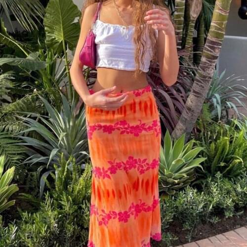 Women Skirt with Floral Print Bright Colors Bohemian Style Casual Summer Beach Clothing New Style 2021