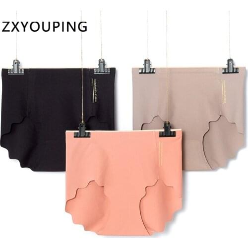 Women L-XXL Big Size Panties Seamless High Waist Underwear Soft Ultra Thin Sexy Ruffles Briefs Comfortable Breathable Lingerie