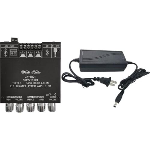 ZK-TB21 TPA3116D2 Bluetooth 5.0 Subwoofer Amplifier Board 50WX2+100W 2.1 Channel o Stereo Amplifier Board US Plug
