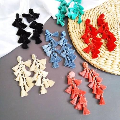 Ztech New Bohemian Fringed Statement Tassel Earrings For Women Girls Big Long Drop Dangle Earrings 2020 Boho Charm Jewelry