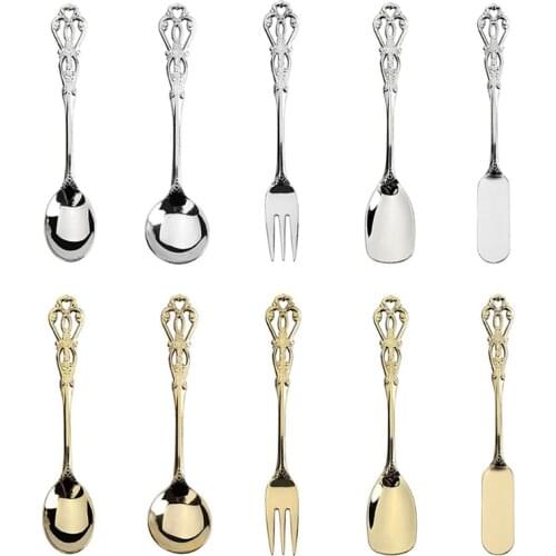 1pcs Hollow Carved Long Handled Stainless Steel Coffee Spoon Ice Cream Stirring Spoon Dessert Spoon Tea Spoon For Picnic Kitchen