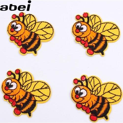 10pcs/lot Iron On Cartoon Bee Patch Embroidered Honey Sticker for Baby Clothes DIY Kids Bags Shoes Sweaters Appliques Pant Badge