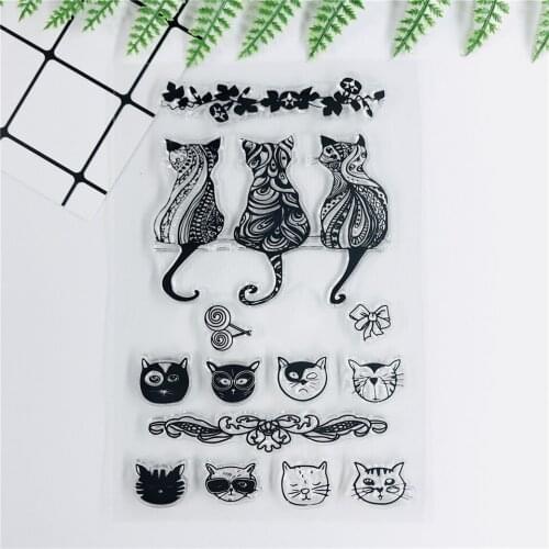 11*16 Cat Transparent Clear Stamps Bullet Journal Supplies Seal For DIY Scrapbooking Stamp Sentiment Photo Album Craft YZ006