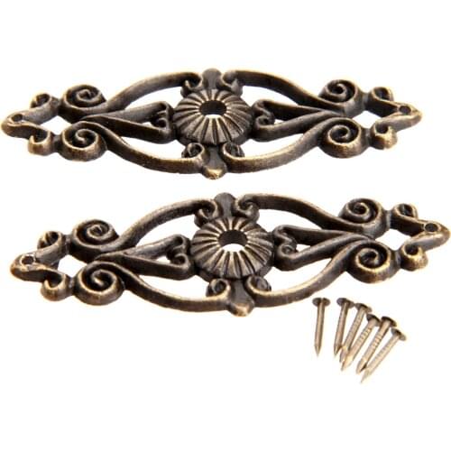 2pcs/lot Furniture decorative Corner Box Feet leg protector Iron applique Antique Bronze Bracket Furniture Fittings with nails