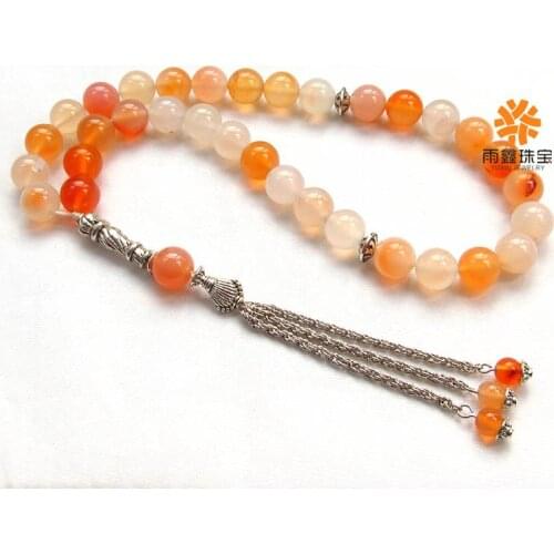 2020 Arrival Natural Calcedony Islamic musilm 33 prayer beads tashih Rosary beads for thanks giving day Halloween Holiday gift