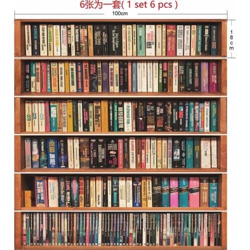 6 Pcs/set Creative Simulation Bookshelf Wall Sticker Home Decoration Bedroom Living Room Decor