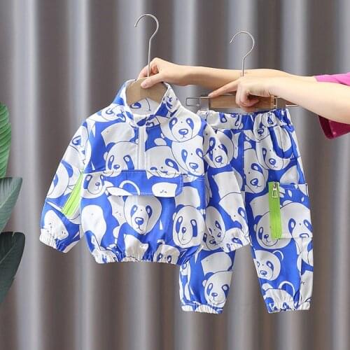 Baby Boy Spring Autumn Cotton Children Sport Clothes Full Panda T-shirt Pants 2Pcs/Sets Infant Out Kids Toddler Casual Tracksuit